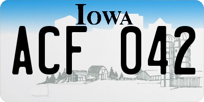 IA license plate ACF042