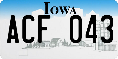 IA license plate ACF043