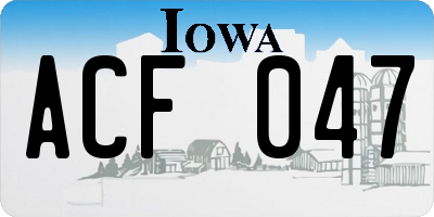 IA license plate ACF047