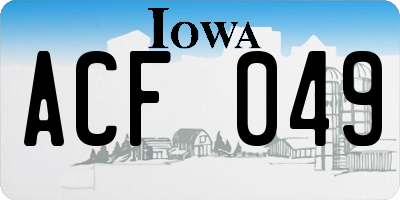 IA license plate ACF049