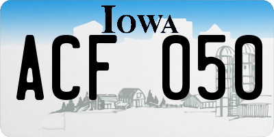 IA license plate ACF050