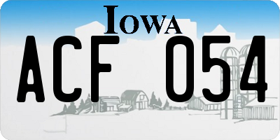 IA license plate ACF054
