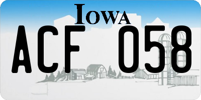 IA license plate ACF058