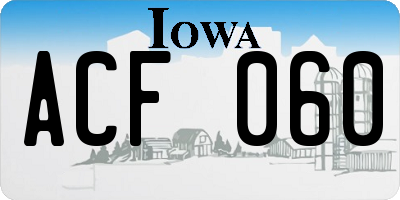 IA license plate ACF060