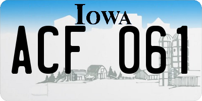 IA license plate ACF061