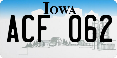 IA license plate ACF062