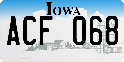 IA license plate ACF068
