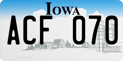 IA license plate ACF070