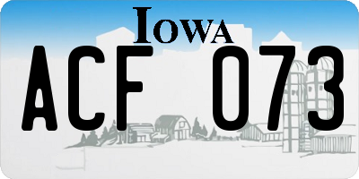 IA license plate ACF073