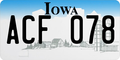 IA license plate ACF078