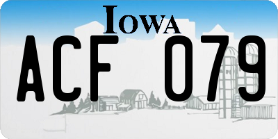 IA license plate ACF079