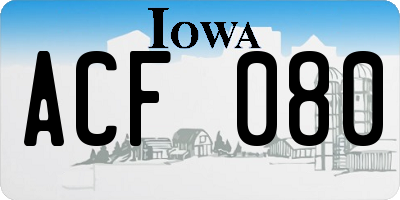 IA license plate ACF080