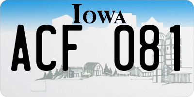 IA license plate ACF081