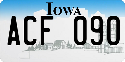 IA license plate ACF090