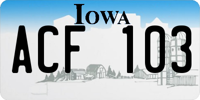 IA license plate ACF103