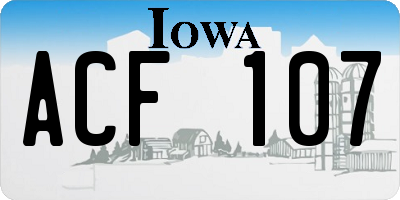 IA license plate ACF107