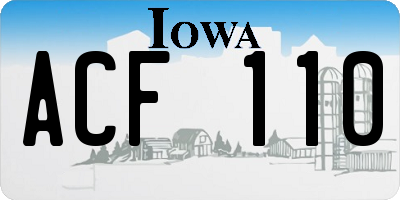 IA license plate ACF110