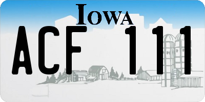 IA license plate ACF111