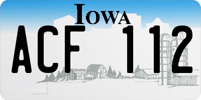IA license plate ACF112
