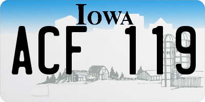IA license plate ACF119