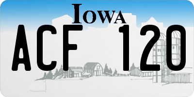 IA license plate ACF120