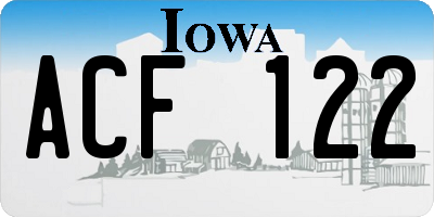 IA license plate ACF122