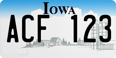 IA license plate ACF123