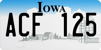 IA license plate ACF125