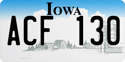 IA license plate ACF130