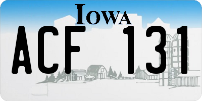 IA license plate ACF131