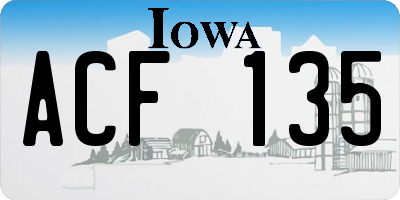 IA license plate ACF135
