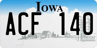IA license plate ACF140