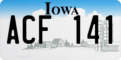 IA license plate ACF141