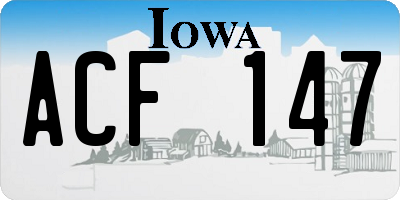 IA license plate ACF147