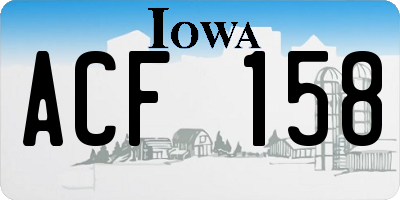 IA license plate ACF158