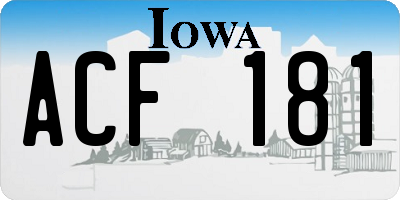 IA license plate ACF181