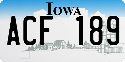 IA license plate ACF189