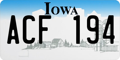 IA license plate ACF194
