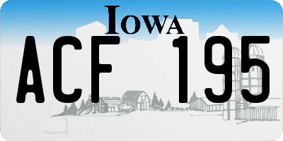 IA license plate ACF195