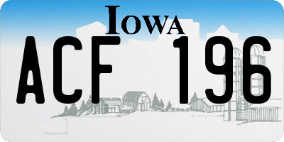 IA license plate ACF196
