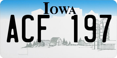 IA license plate ACF197