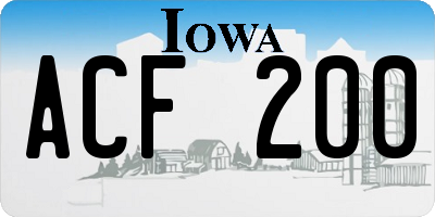 IA license plate ACF200