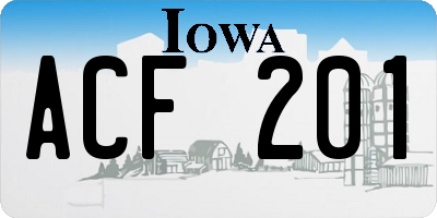 IA license plate ACF201