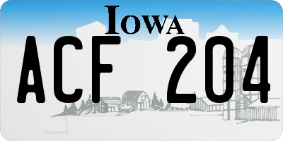 IA license plate ACF204