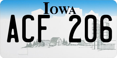 IA license plate ACF206