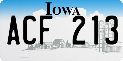 IA license plate ACF213