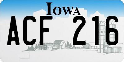 IA license plate ACF216