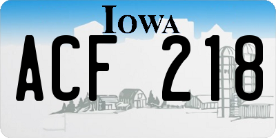 IA license plate ACF218