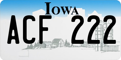 IA license plate ACF222