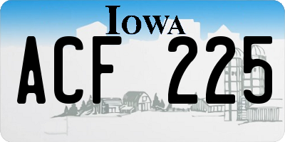 IA license plate ACF225